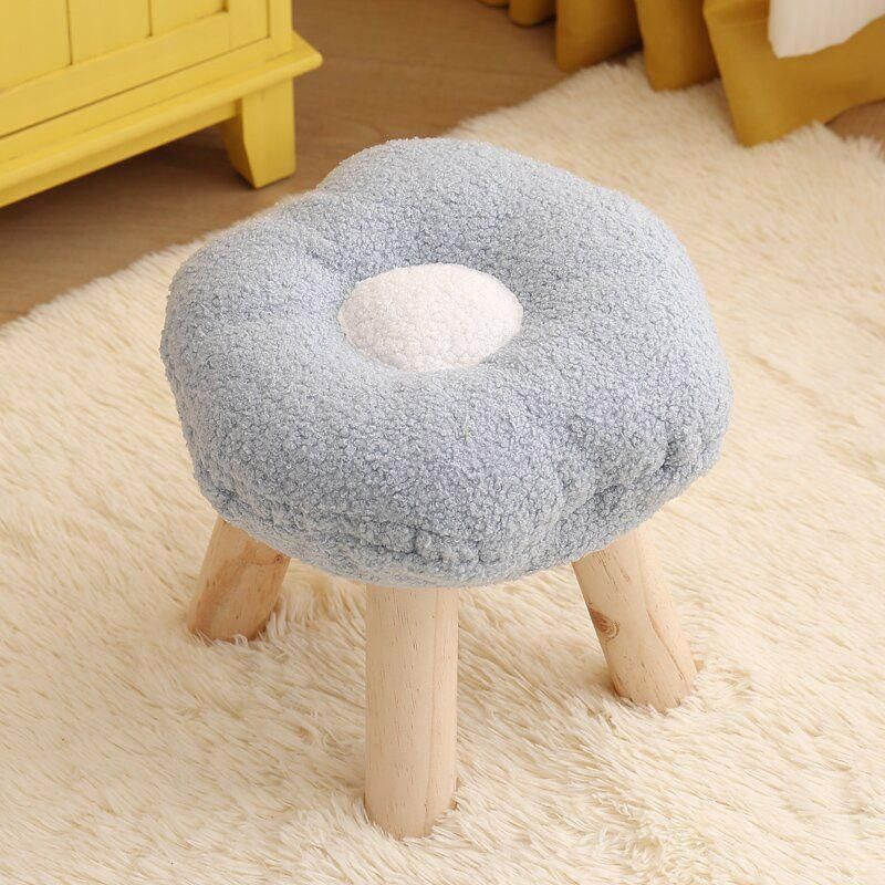 Small Flower Short Stool for Entryway or Living Room Shoe Bench or Footrest - Blue