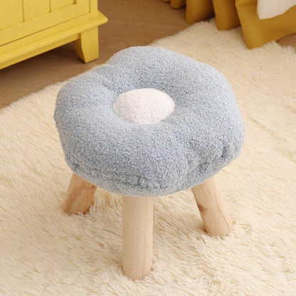 Small Flower Short Stool for Entryway or Living Room Shoe Bench or Footrest - Blue