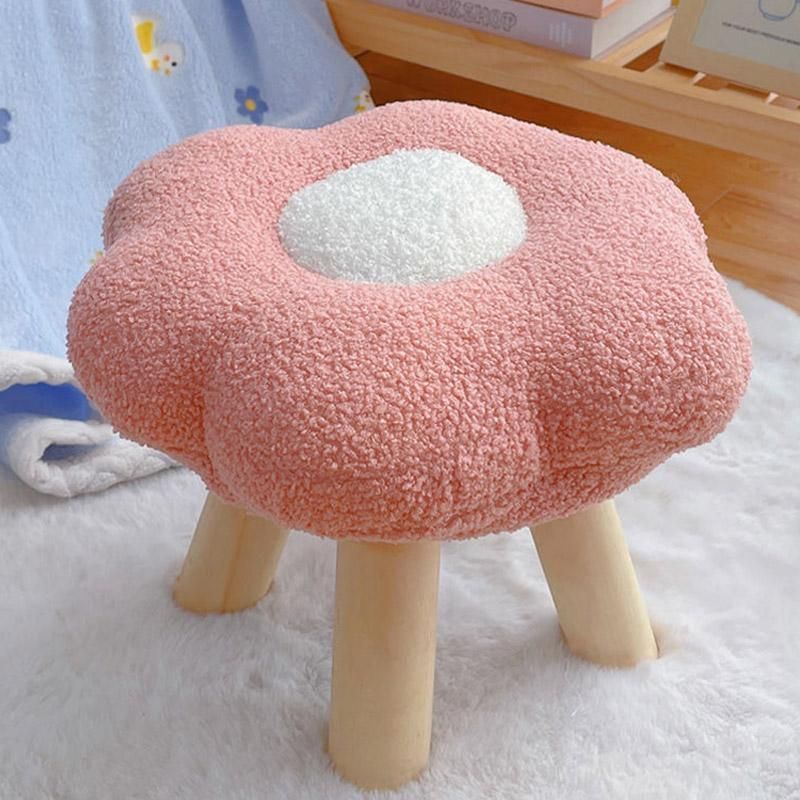Small Flower Short Stool for Entryway or Living Room Shoe Bench or Footrest - Blue