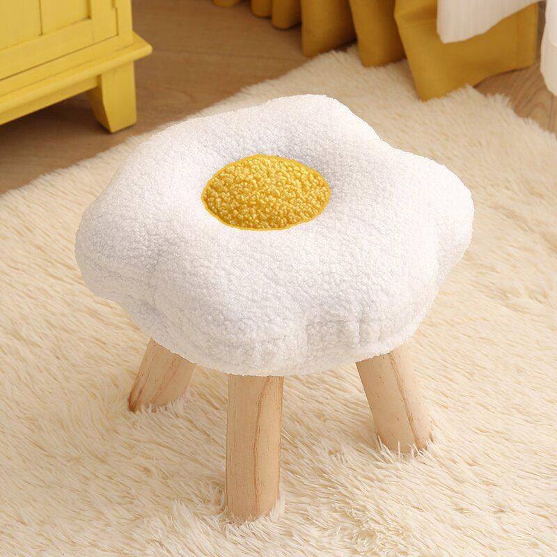 Small Flower Short Stool for Entryway or Living Room Shoe Bench or Footrest - Blue
