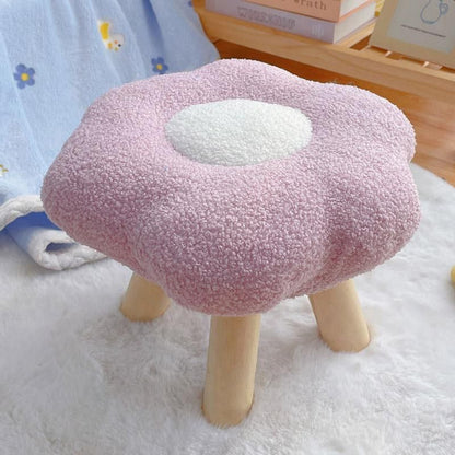 Small Flower Short Stool for Entryway or Living Room Shoe Bench or Footrest - Blue
