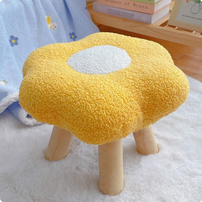 Small Flower Short Stool for Entryway or Living Room Shoe Bench or Footrest - Blue