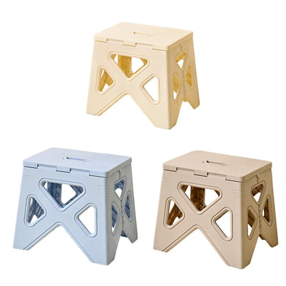 Portable Folding Plastic Stool Lightweight Step Chair for Outdoor Camping or Kitchen - Blue