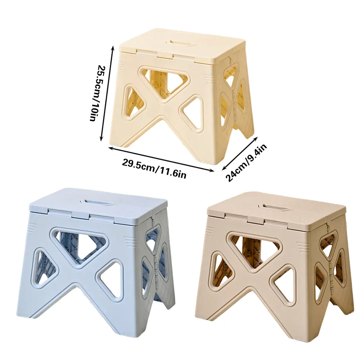 Portable Folding Plastic Stool Lightweight Step Chair for Outdoor Camping or Kitchen - Blue