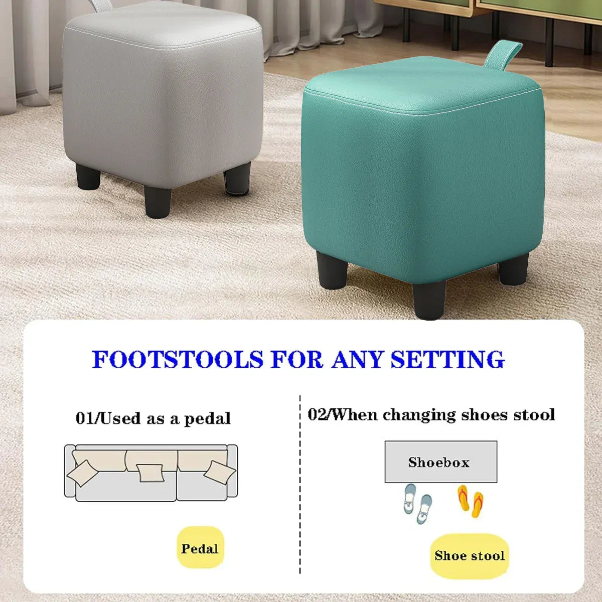 Small Stools Household Low Stools Coffee Table Shoe Changing Stools Portable - Blue