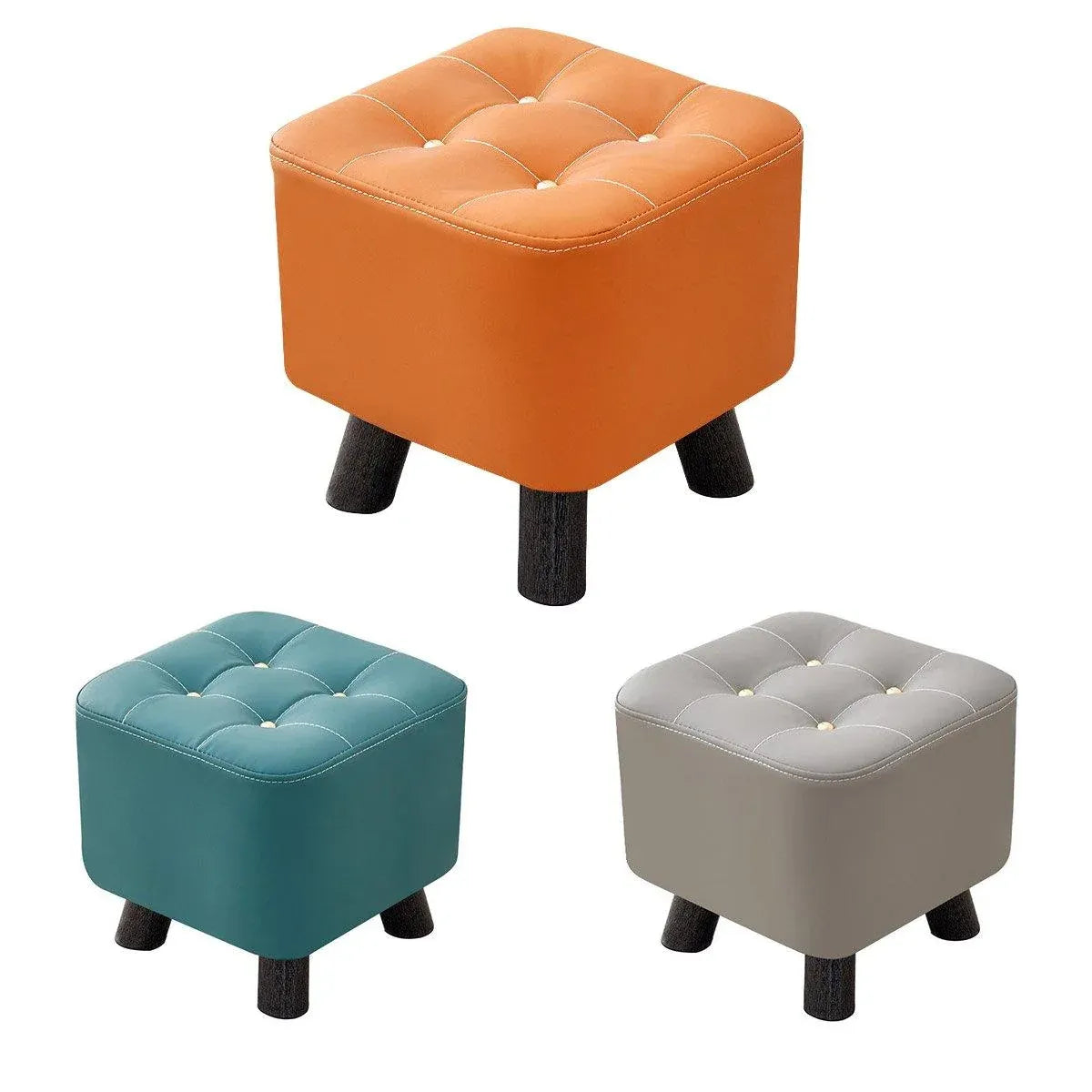 Small Stool Household Sofa Stool Shoes Changing Low Seat for Bedroom and Living - Green