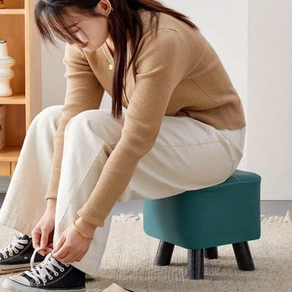Small Stool Household Sofa Stool Shoes Changing Low Seat for Bedroom and Living - Green
