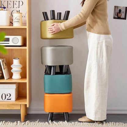 Small Stool Household Sofa Stool Shoes Changing Low Seat for Bedroom and Living - Orange