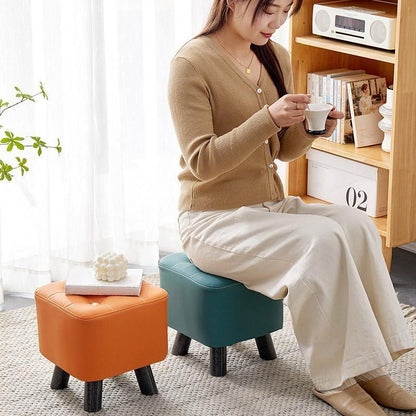 Small Stool Household Sofa Stool Shoes Changing Low Seat for Bedroom and Living - Orange