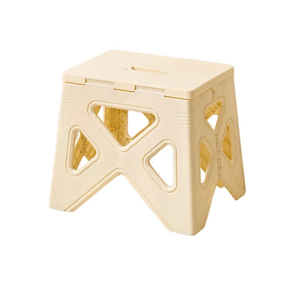 Portable Folding Plastic Stool Lightweight Step Chair for Outdoor Camping or Kitchen - White