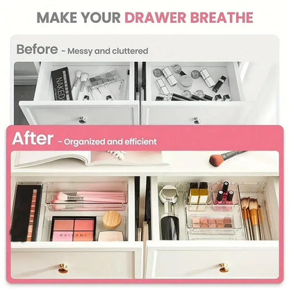 Transparent Plastic Drawer Organiser Set Multifunctional Desktop Storage Box - 13PCS