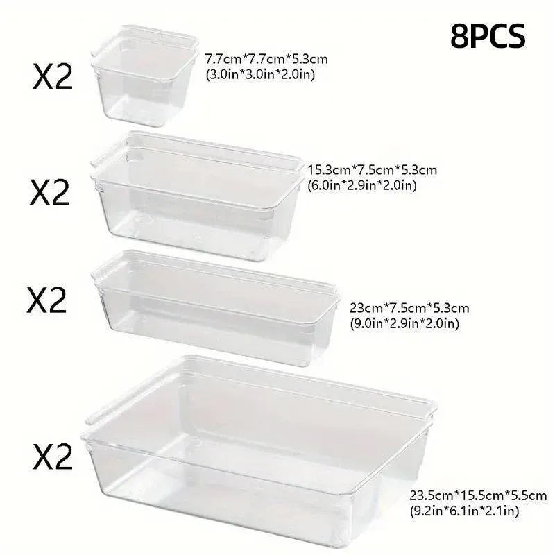 Transparent Plastic Drawer Organiser Set Multifunctional Desktop Storage Box - 13PCS