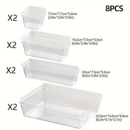Transparent Plastic Drawer Organiser Set Multifunctional Desktop Storage Box - 13PCS