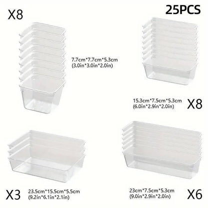 Transparent Plastic Drawer Organiser Set Multifunctional Desktop Storage Box - 13PCS