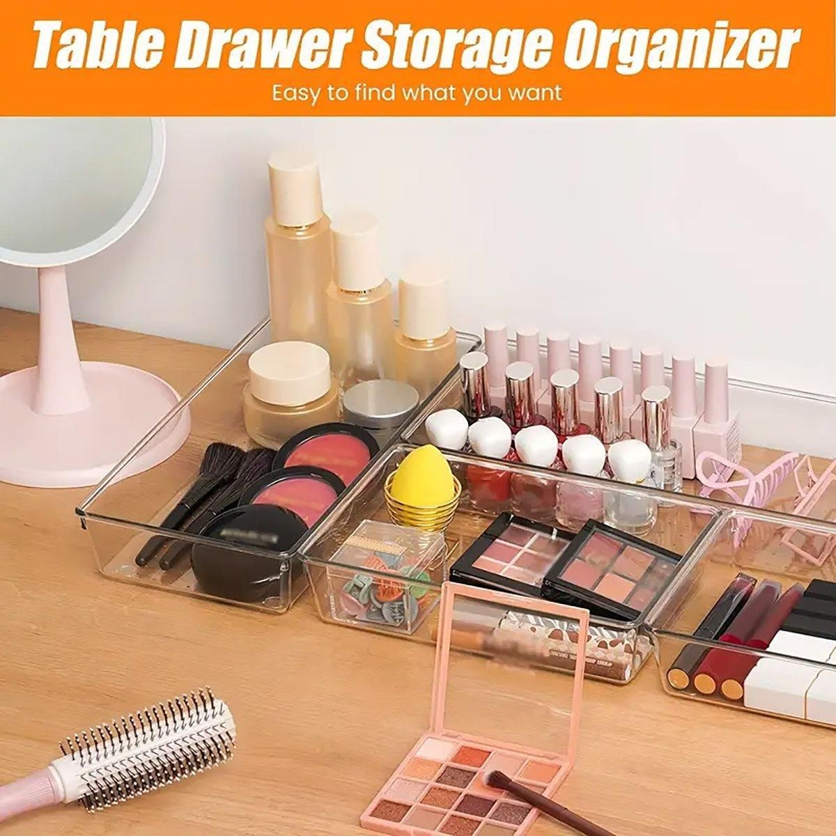 Transparent Plastic Drawer Organiser Set Multifunctional Desktop Storage Box - 13PCS
