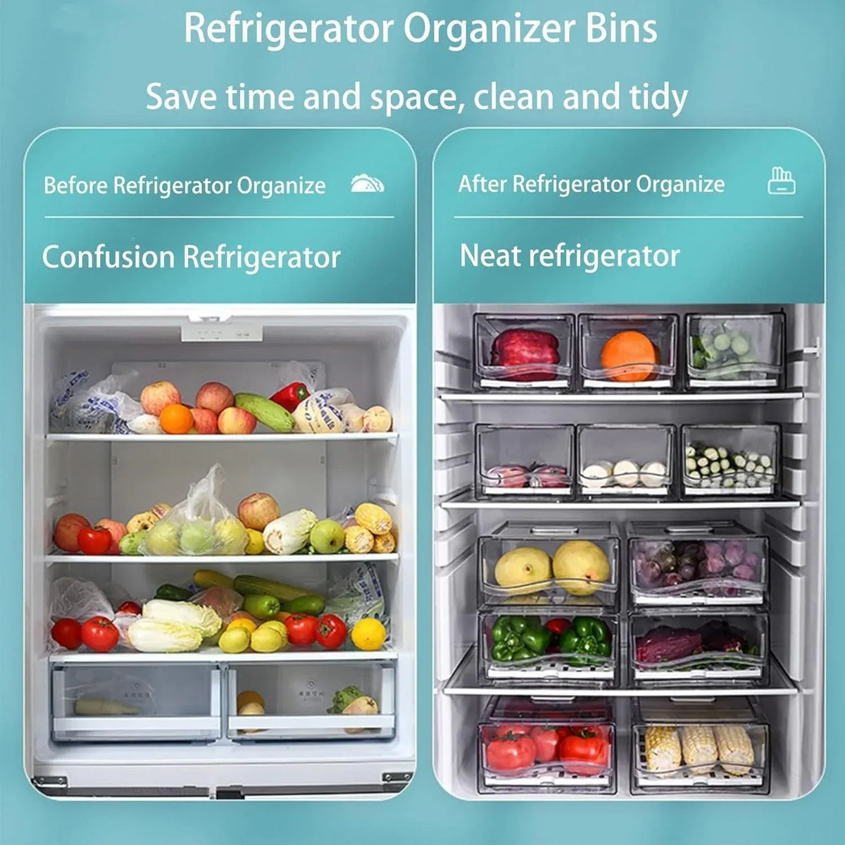 Kitchen Fridge Drawer Organiser Storage Boxes Refrigerator Storage Containers - 20cm