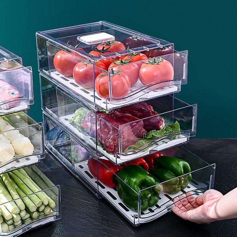 Kitchen Fridge Drawer Organiser Storage Boxes Refrigerator Storage Containers - 20cm