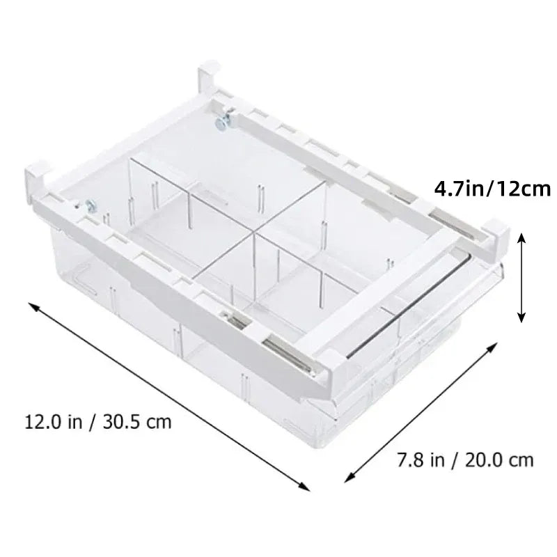 2Pcs Refrigerator Storage Drawer Fridge Organizer Rack Kitchen Egg Holder Space - No Grid