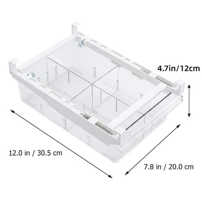 2Pcs Refrigerator Storage Drawer Fridge Organizer Rack Kitchen Egg Holder Space - No Grid