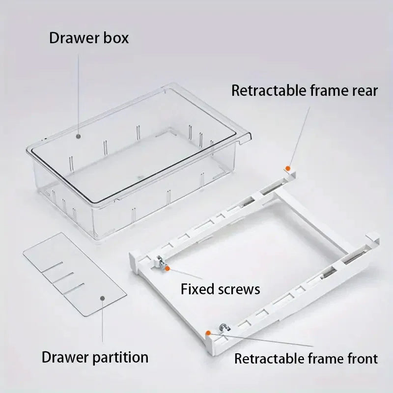 2Pcs Refrigerator Storage Drawer Fridge Organizer Rack Kitchen Egg Holder Space - No Grid