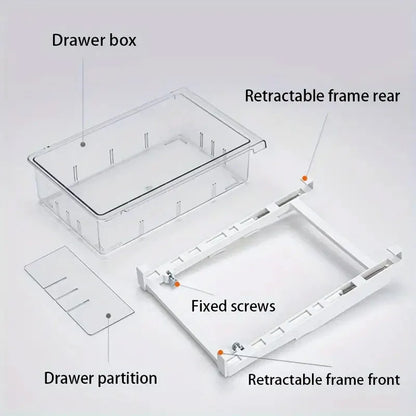 2Pcs Refrigerator Storage Drawer Fridge Organizer Rack Kitchen Egg Holder Space - No Grid