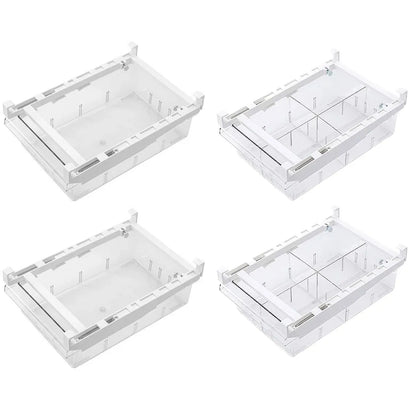2Pcs Refrigerator Storage Drawer Fridge Organizer Rack Kitchen Egg Holder Space - No Grid