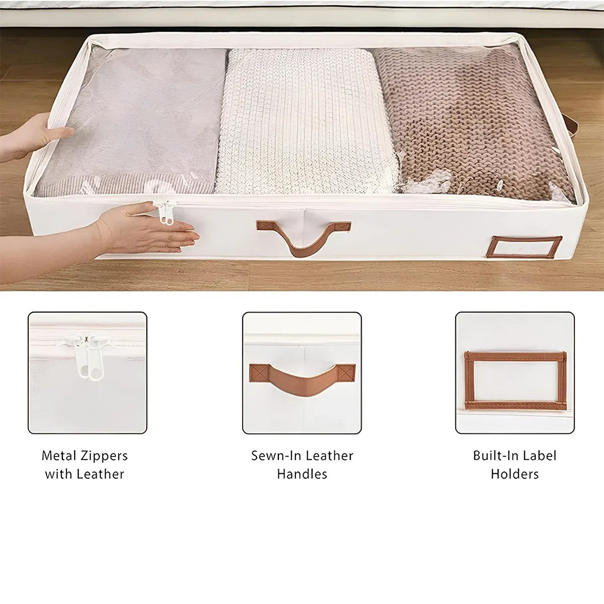 Under Bed Storage Bag 2PCS Foldable Wardrobe Clothes Quilt Organiser 80x45x15cm