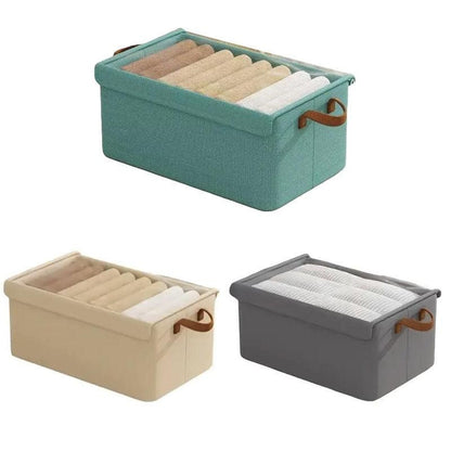 4pcs Foldable Clothes Storage Box Organizer Fabric Storage Box for Organization - Beige