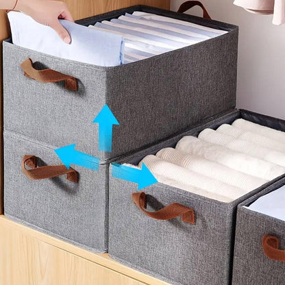 4pcs Foldable Clothes Storage Box Organizer Fabric Storage Box for Organization - Beige