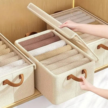 4pcs Foldable Clothes Storage Box Organizer Fabric Storage Box for Organization - Beige