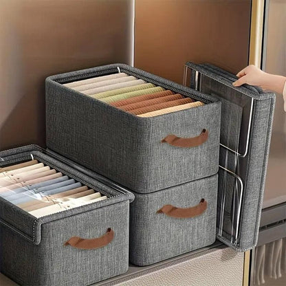 4pcs Foldable Clothes Storage Box Organizer Fabric Storage Box for Organization - Beige