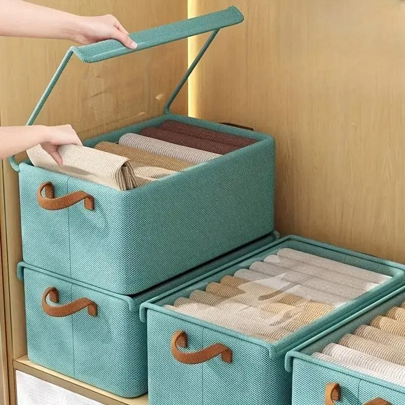 4pcs Foldable Clothes Storage Box Organizer Fabric Storage Box for Organization - Green