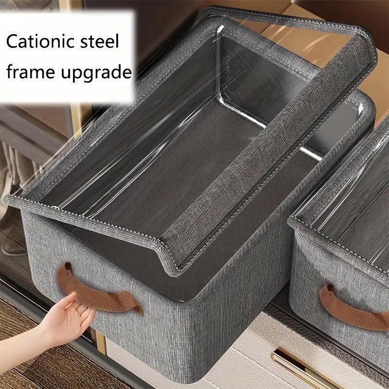 4pcs Foldable Clothes Storage Box Organizer Fabric Storage Box for Organization - Green