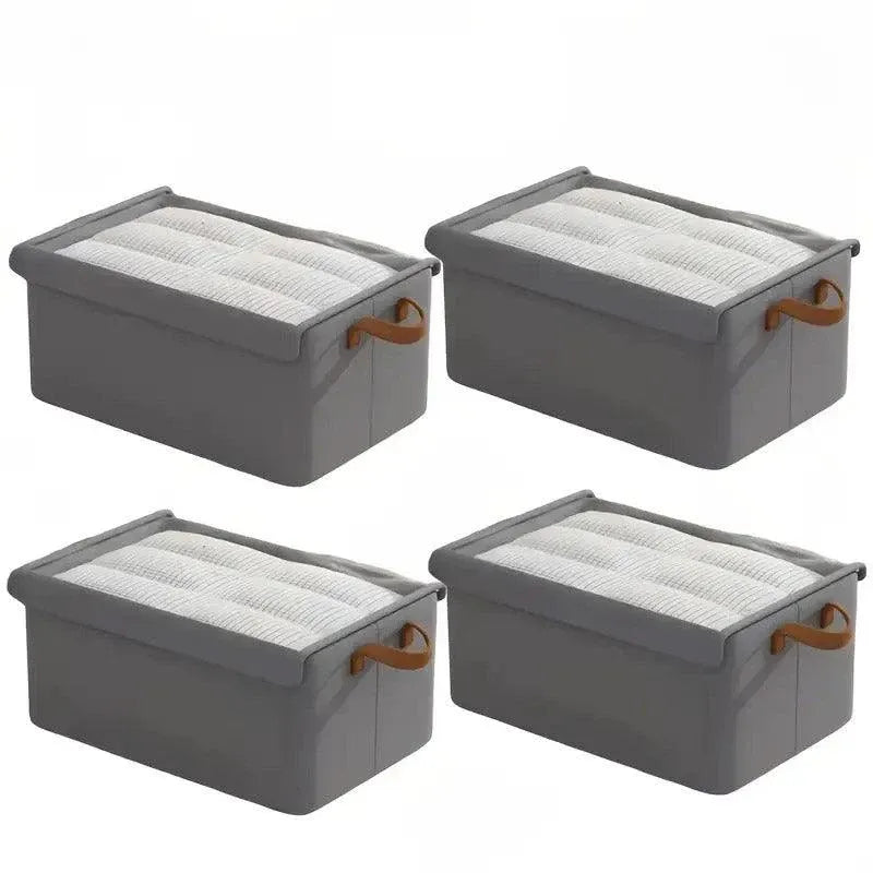 4pcs Foldable Clothes Storage Box Organizer Fabric Storage Box for Organization - Grey