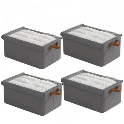 4pcs Foldable Clothes Storage Box Organizer Fabric Storage Box for Organization - Grey
