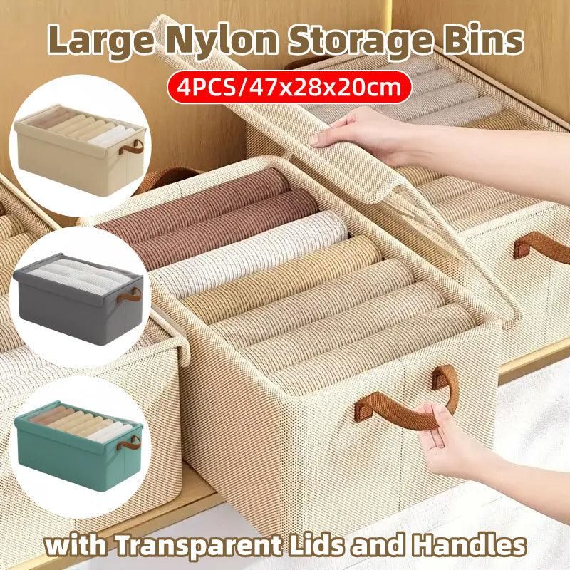 4pcs Foldable Clothes Storage Box Organizer Fabric Storage Box for Organization - Grey
