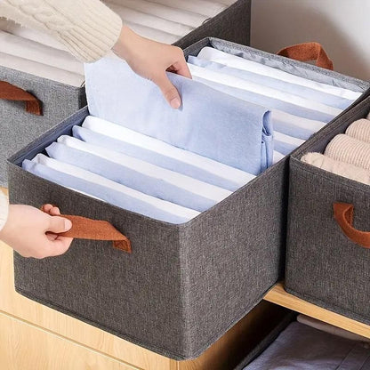 4pcs Foldable Clothes Storage Box Organizer Fabric Storage Box for Organization - Grey