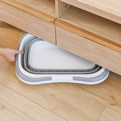Large Folding Laundry Basket Plastic Dirty Clothes Hamper Blue Bathroom Storage - Grey