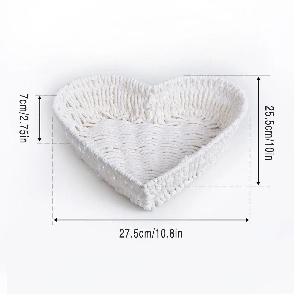 Woven Storage Basket Heart Shaped Bread Basket for Serving and Organizing Items