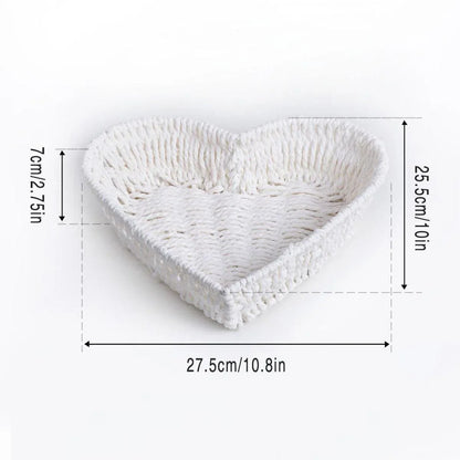 Woven Storage Basket Heart Shaped Bread Basket for Serving and Organizing Items