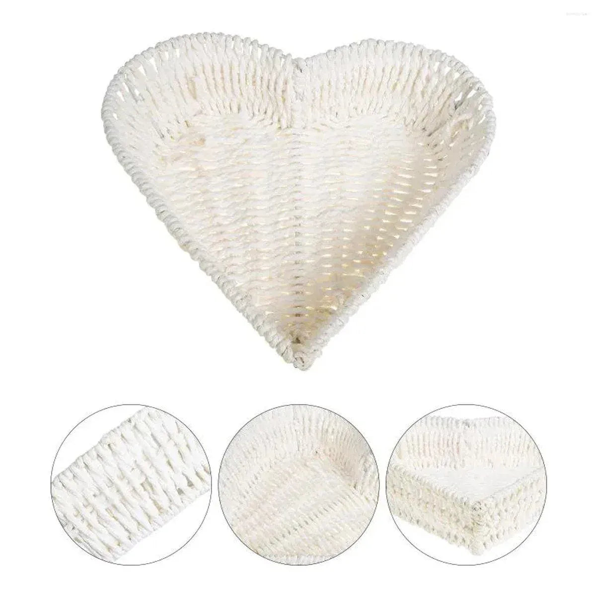 Woven Storage Basket Heart Shaped Bread Basket for Serving and Organizing Items