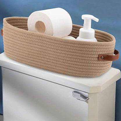 Oval Storage Basket with Handles Shelf Organiser Bin Laundry Toy Container - White