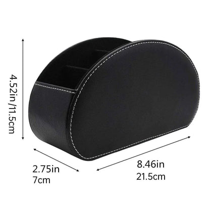 PU Leather Desktop Organiser Remote Control Office Cosmetic Storage Box Holder