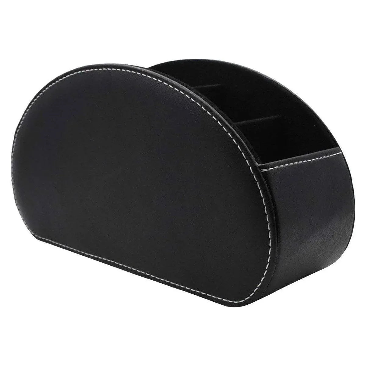 PU Leather Desktop Organiser Remote Control Office Cosmetic Storage Box Holder