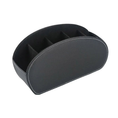 PU Leather Desktop Organiser Remote Control Office Cosmetic Storage Box Holder