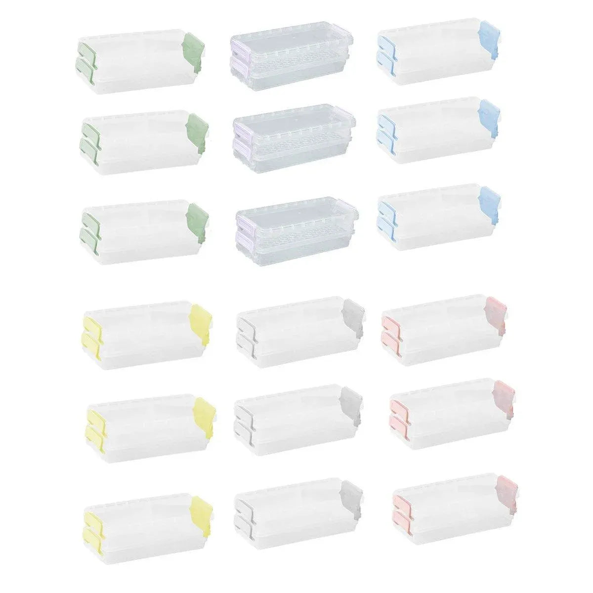 3PCS Clear Plastic Desktop Storage Box 2 Layer Holder DIY Stationery Pencil Case - Yellow