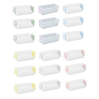 3PCS Clear Plastic Desktop Storage Box 2 Layer Holder DIY Stationery Pencil Case - Yellow