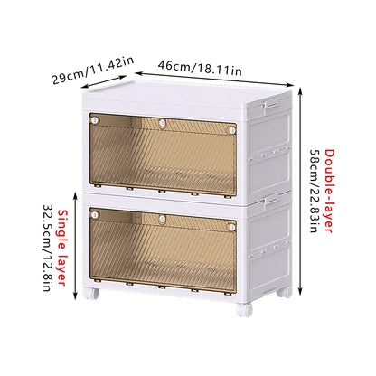 Foldable Storage Cabinet Space Saving Sturdy for Home Bedroom Living Room - 1 Tier