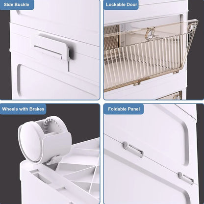 Foldable Storage Cabinet Space Saving Sturdy for Home Bedroom Living Room - 1 Tier