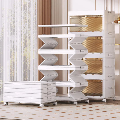 Foldable Storage Cabinet Space Saving Sturdy for Home Bedroom Living Room - 1 Tier